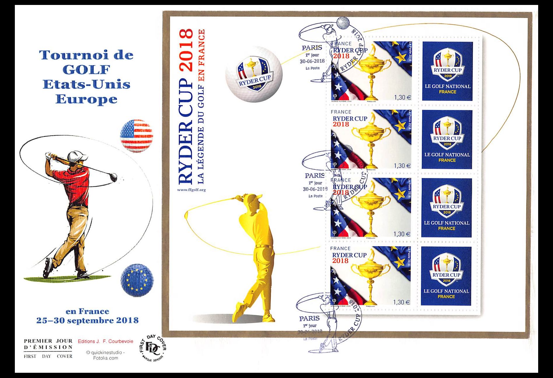 FDC GF JF - Bloc golf Ryder Cup (fond blanc) - 30/6/2018 Paris