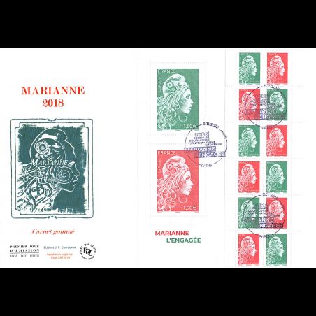 FDC GF JF - Carnet gommé Marianne l'engagée - 8/11/2018 Paris