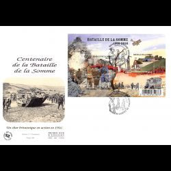 FDC GF JF - Bloc centenaire bataille de la somme, oblit 1/7/2016 Albert