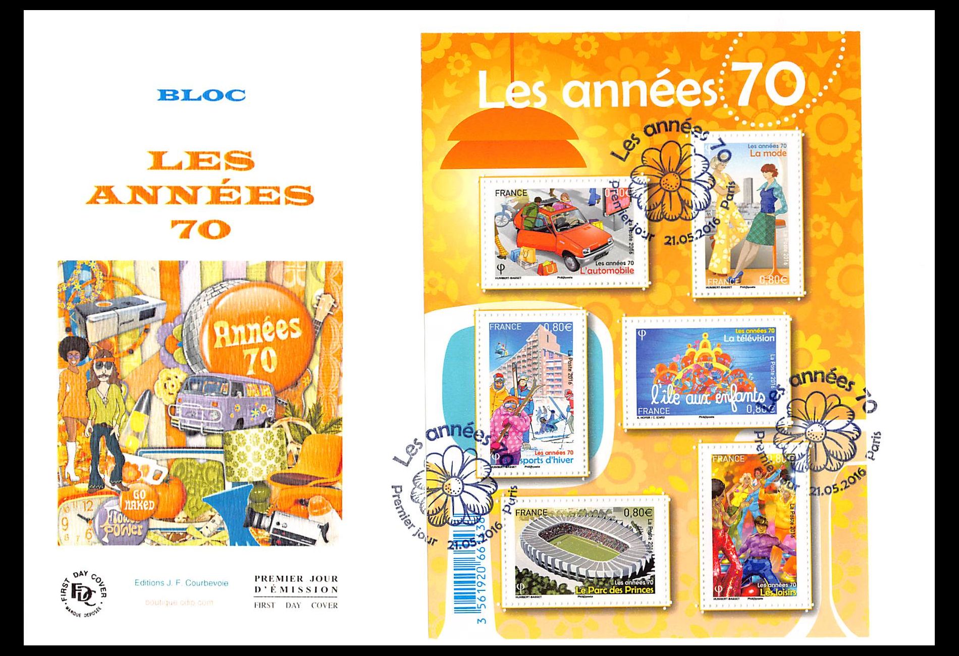 FDC GF JF - Bloc les années 70, oblit 21/5/2016 Paris