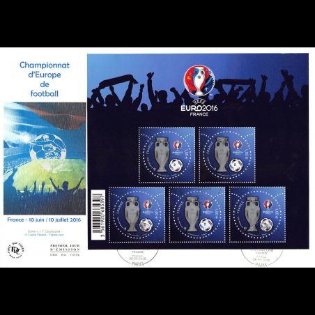 FDC GF JF - Bloc championnat d'Europe de football, oblit 26/3/16 Paris