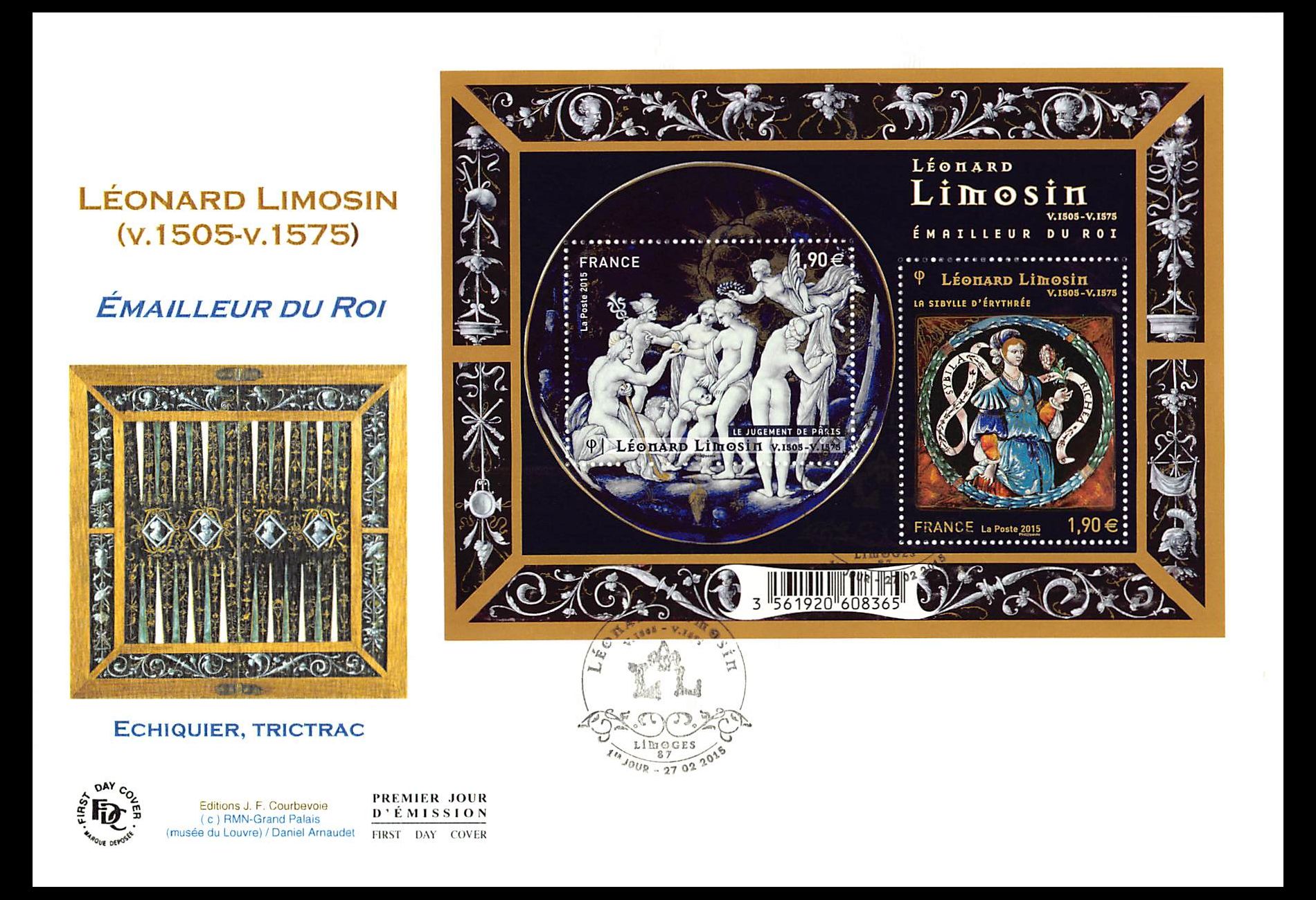 FDC GF JF - Bloc Léonard Limosin, oblit 27/2/2015 Limoges