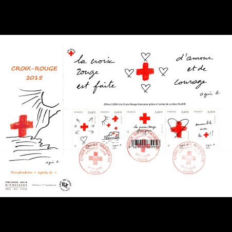 FDC GF JF - Bloc croix rouge 2015, oblit Paris 7/11/15