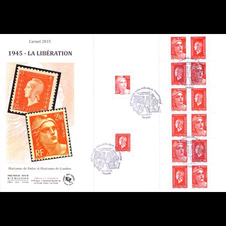 FDC GF JF - Carnet la Libération 1945, oblit Paris 5/11/2015