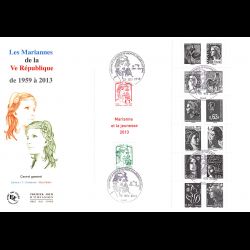 FDC GF JF - Carnet gommé les Mariannes de la Ve République - 6/11/2013 Paris