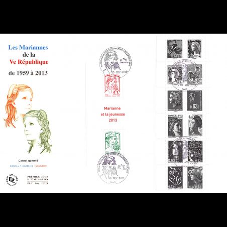 FDC GF JF - Carnet gommé les Mariannes de la Ve République - 6/11/2013 Paris
