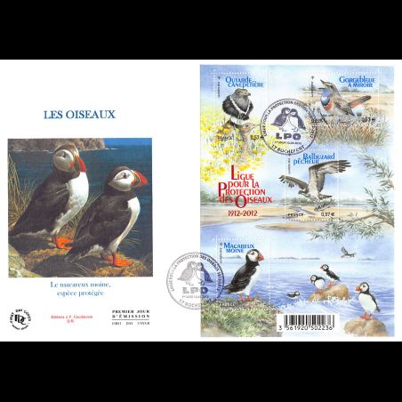 FDC GF JF - Bloc ligue pour la protection des oiseaux, oblit 12/5/12 Rochefort
