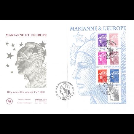 FDC GF JF - Bloc Marianne et l'europe, TVP 2011, oblit 3/11/2011 Paris