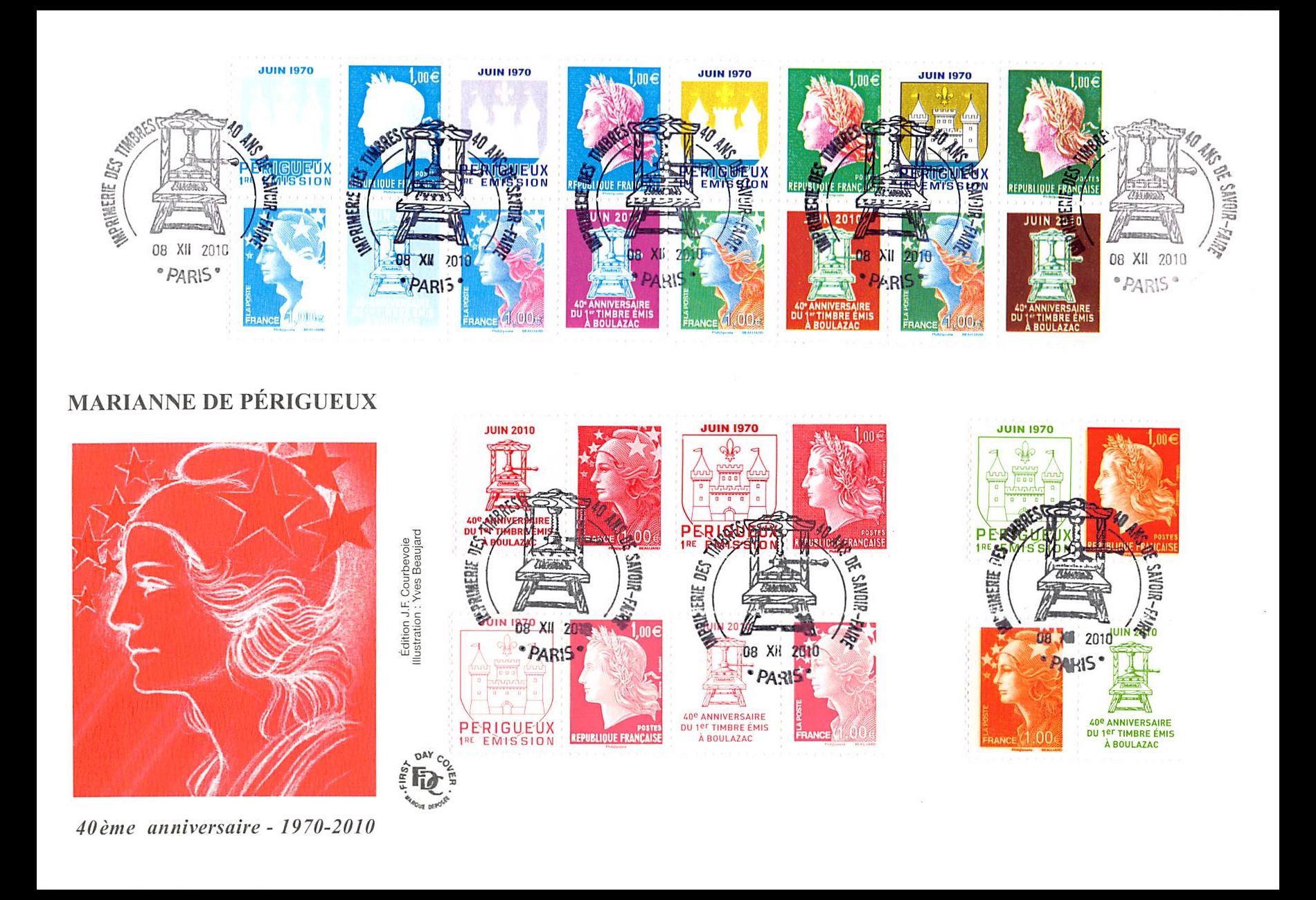 FDC GF JF - Série Marianne de Périgueux, oblit 8/12/10 Paris