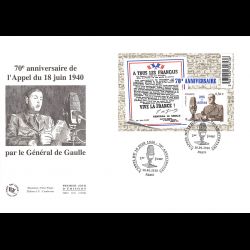 FDC GF JF - Bloc appel du 18 juin 1940 - oblit 18/6/2010 Paris