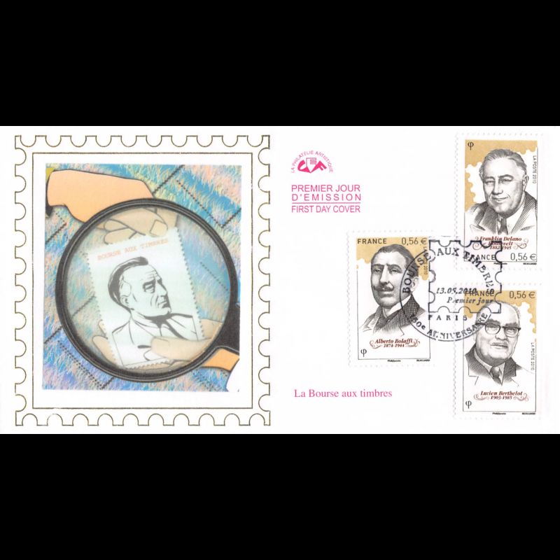 CEF soie - 150e anniv bourse aux timbres (2 env) - oblit 13/5/2010 Paris