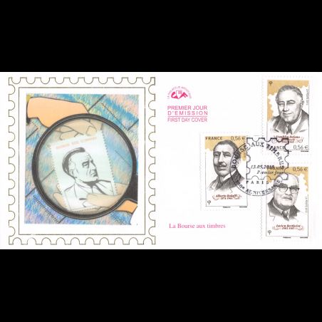 CEF soie - 150e anniv bourse aux timbres (2 env) - oblit 13/5/2010 Paris