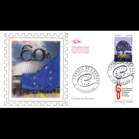 CEF soie - Conseil de l'europe, 60e anniv, oblit 17/9/10 Strasbourg