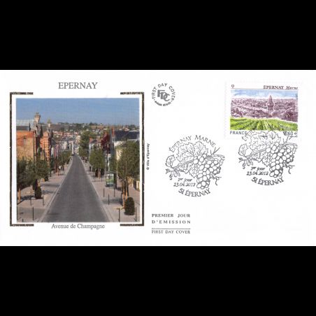FDC soie - Epernay, avenue de Champagne, oblit 13/4/2012 Epernay