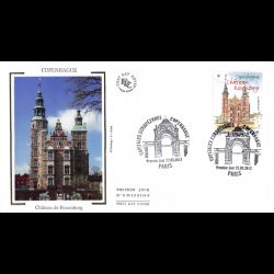 FDC soie - Copenhague, Château de Rosenborg, oblit 23/3/2012 Paris