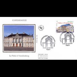 FDC soie - Copenhague, le Palais d'Amalienborg, oblit 23/3/2012 Paris