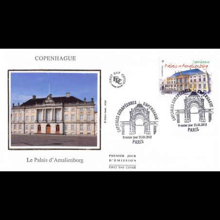 FDC soie - Copenhague, le Palais d'Amalienborg, oblit 23/3/2012 Paris