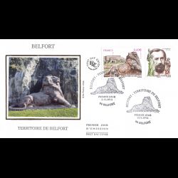 FDC soie - Territoire de Belfort, le Lion de Bartholdi, oblit 2/11/2012 Belfort
