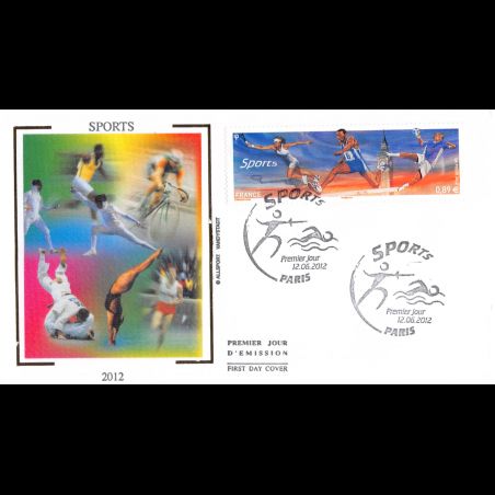 FDC soie - Sports, jeux d'été 2012 oblit 12/6/2012 Paris