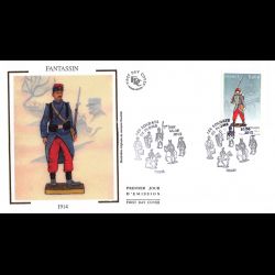 FDC soie - Les soldats de plombs, Fantassin 1914, oblit 10/6/2012 Paris