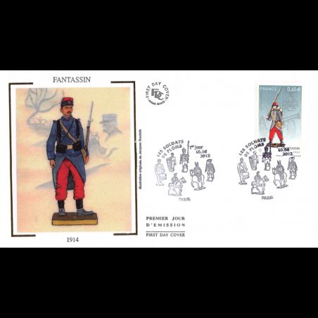FDC soie - Les soldats de plombs, Fantassin 1914, oblit 10/6/2012 Paris