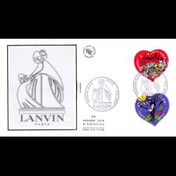 FDC soie - Cœur Lanvin adhésifs, oblit 8/1/2010 Paris