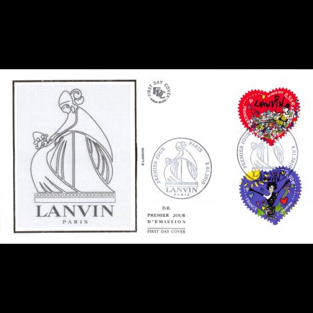 FDC soie - Cœur Lanvin adhésifs, oblit 8/1/2010 Paris