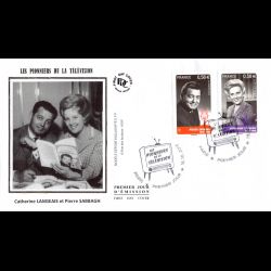 FDC soie - Les pionniers de la télévision, C. Langeais, P. Sabbagh - oblit Paris