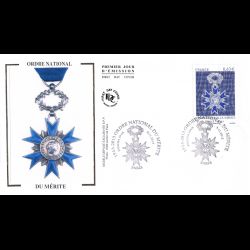 FDC soie - 50e anniv ordre national du mérite, oblit 9/11/2013 Paris