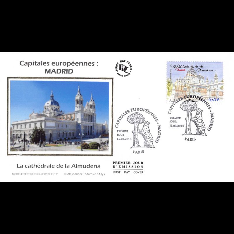 FDC soie - Madrid, la Cathédrale de la Almudena, oblit 15/3/13 Paris