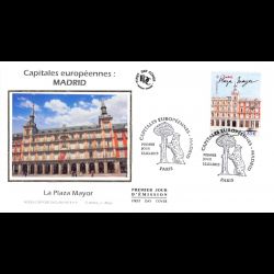 FDC soie - Madrid, Plaza Mayor, oblit 15/3/13 Paris