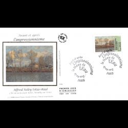 FDC soie - Impressionnisme, Alfred Sisley, oblit 27/4/13 Paris