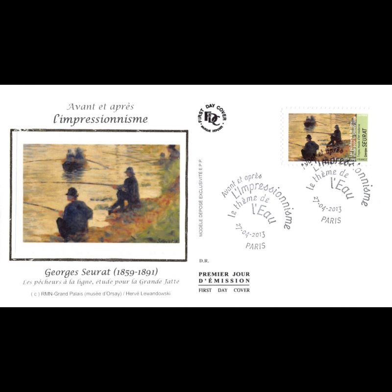 FDC soie - Impressionnisme, Georges Seurat, oblit 27/4/13 Paris