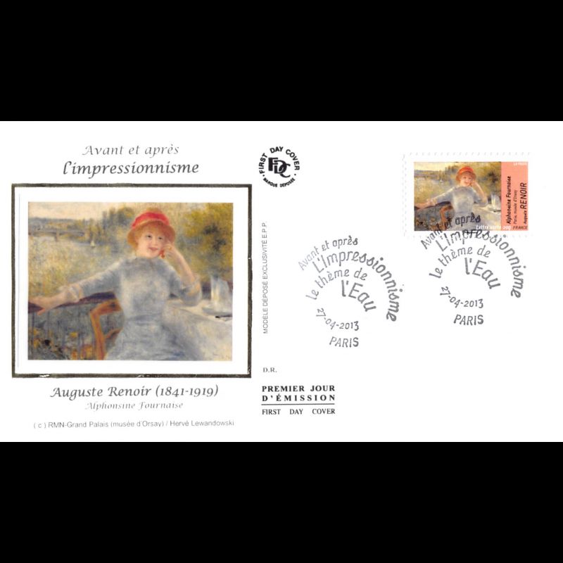 FDC soie - Impressionnisme, Auguste Renoir, oblit 27/4/13 Paris