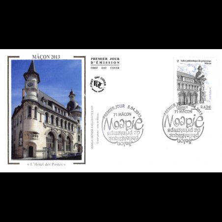 FDC soie - Mâcon, l'hôtel des Postes, oblit 5/4/13 Mâcon