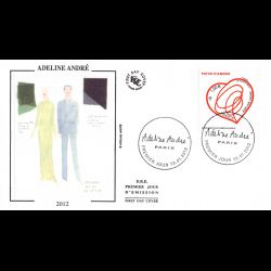 FDC soie- Patch d'amour, Adeline André, oblit 13/1/2012 Paris