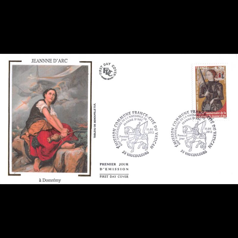 FDC soie - Jeanne d'Arc, oblit 11/5/2012 Vaucouleurs