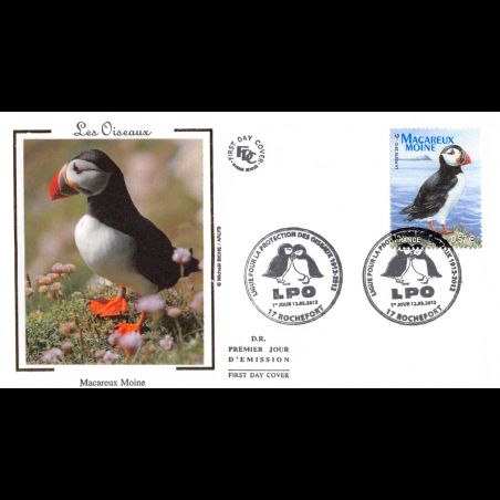 FDC soie - Oiseaux, Macareux Moine, oblit 12/5/2012 Rochefort