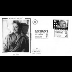 FDC soie - Acteurs de cinéma, Annie Girardot, oblit 19/10/2012 Paris