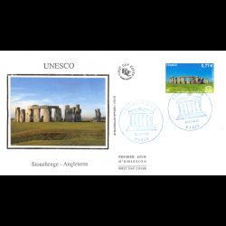 FDC soie - UNESCO, Stonehenge Angleterre, oblit 21/11/12 Paris