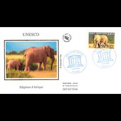 FDC soie - UNESCO, éléphant d'Afrique, oblit 21/11/12 Paris