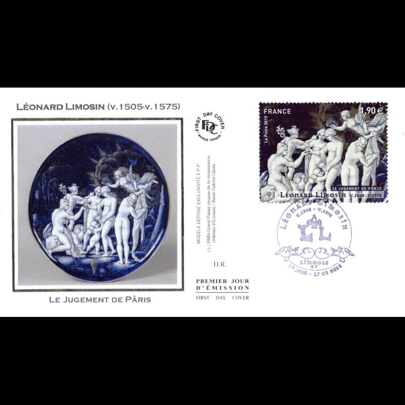 FDC soie - Léonard Limosin, le jugement de Paris - 27/2/2015 Limoges
