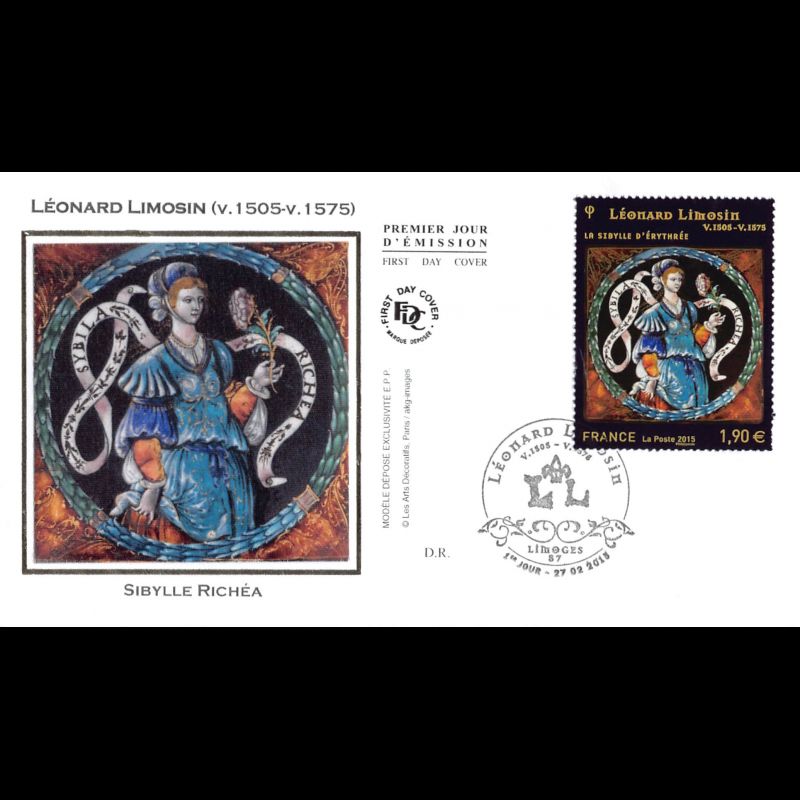 FDC soie - Léonard Limosin, Sibille Richea - 27/2/2015 Limoges