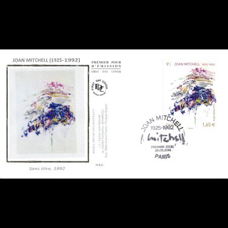 FDC soie - Tableau Joan Mitchell, oblit 28/3/14 Paris