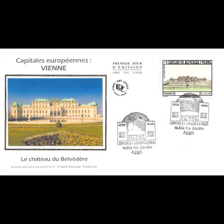 FDC soie - Vienne, château du Belvédère, oblit 18/4/14 Paris