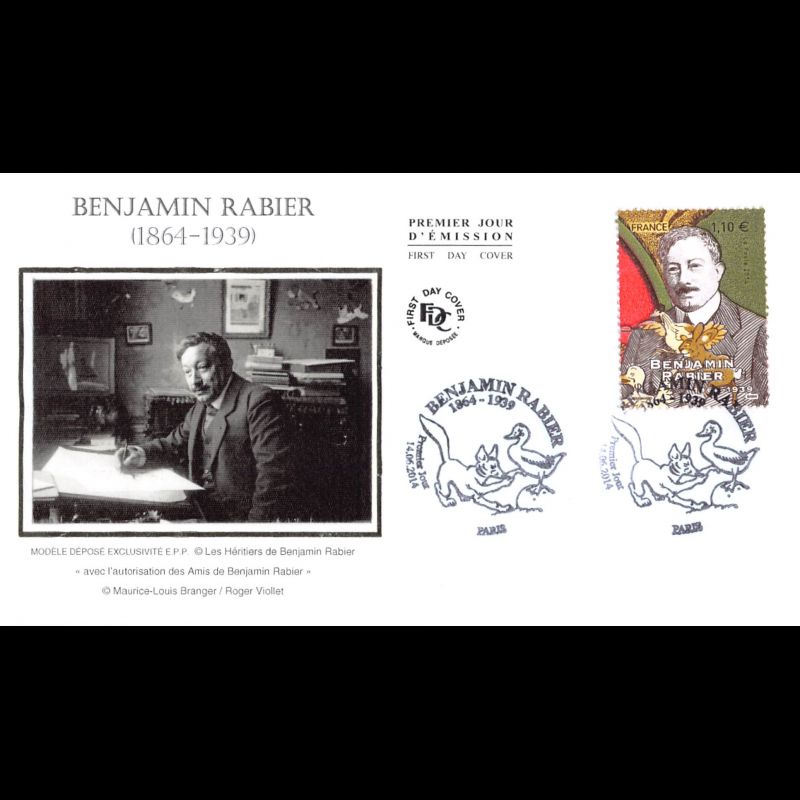 FDC soie - Benjamin Rabier (2 env) - oblit 14/6/14 Paris
