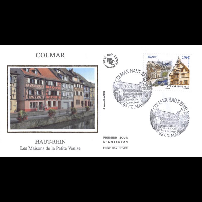 FDC soie - Les maisons de la petite Venise - oblit 23/4/2010 Colmar