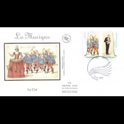 FDC soie - Musique, cor et saxophone - oblit 29/1/2010 Paris