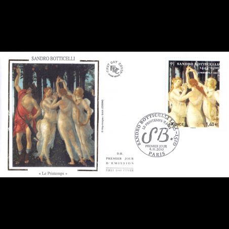 FDC soie - Tableau Sandro Botticelli (4519), oblit 4/11/2010 Paris