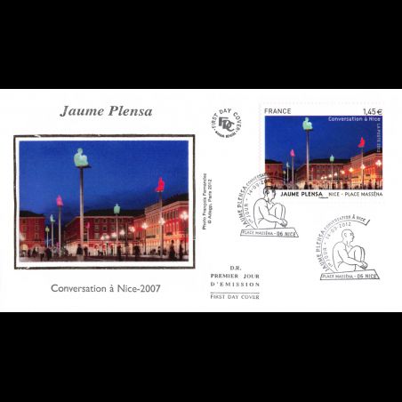 FDC soie - Tableau Jaume Plensa, Place Masséna, oblit 14/9/2012 Nice